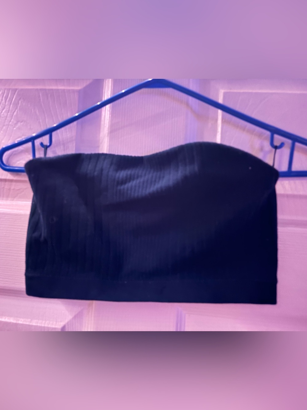 XS Navy Blue Ribbed Strapless Bandeau Top
